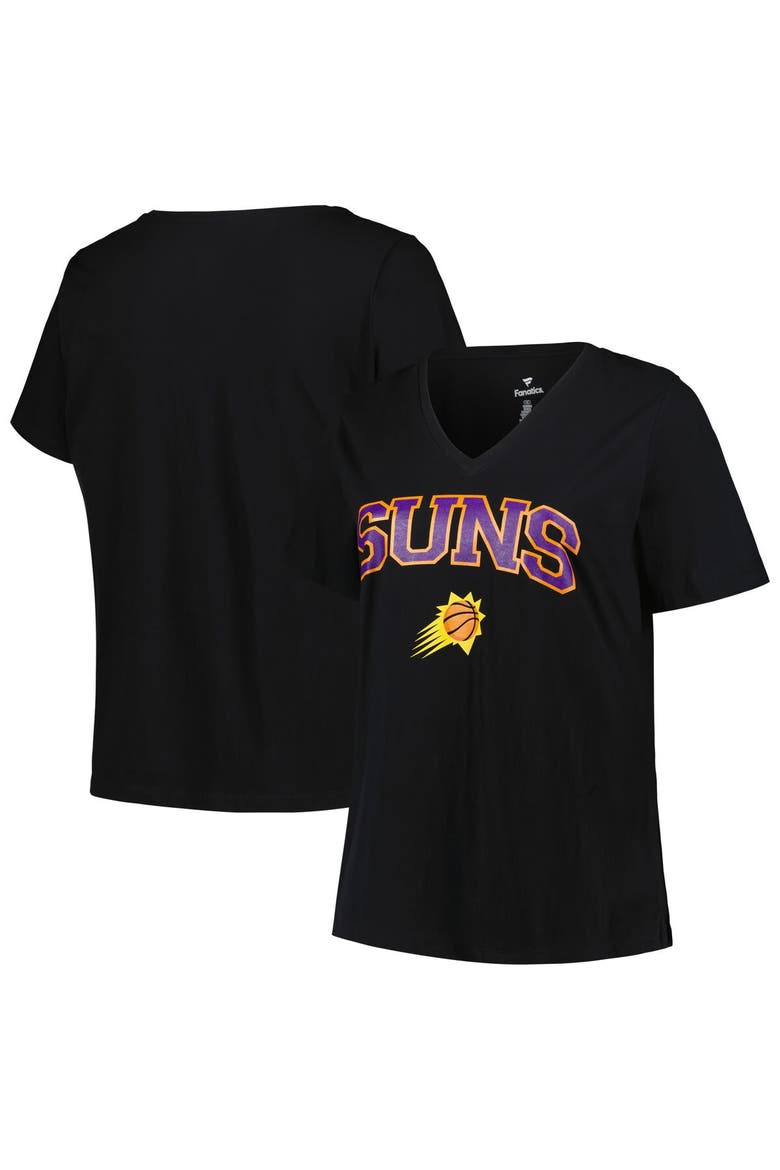 Women's Profile Black Phoenix Suns Plus Size Arch Over Logo V-Neck T-Shirt, Main, color, Black