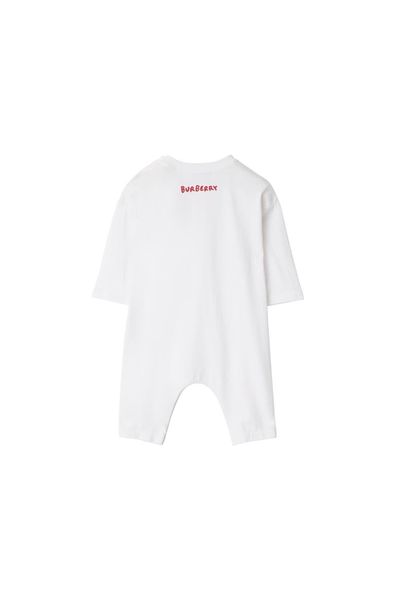 Burberry Thomas Bear Cotton Jumpsuit, Alternate, color, White