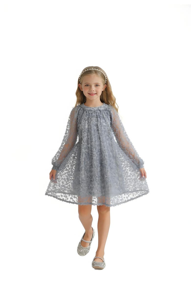 Sheer Floral Dress, Alternate, color, Blue