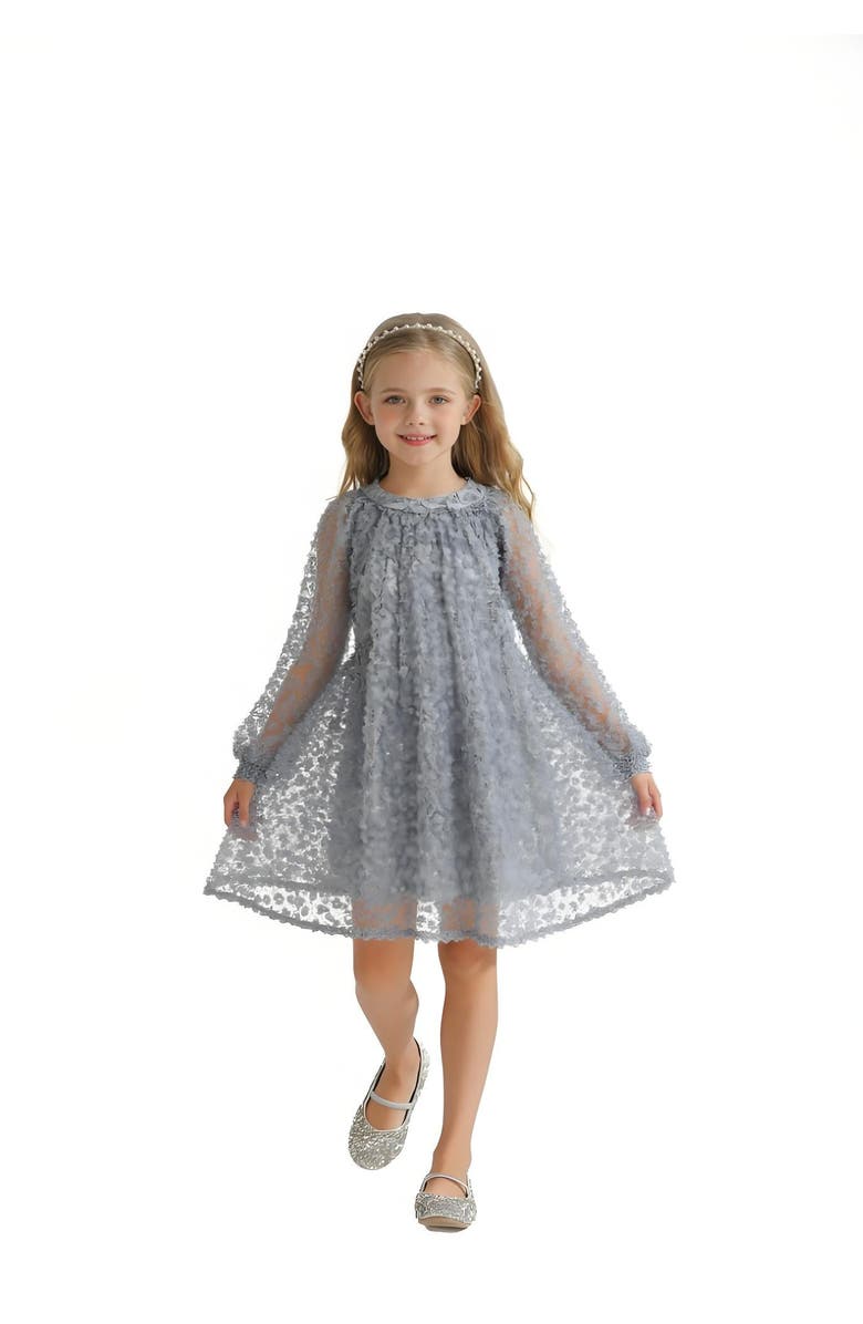 Sweet Cactus Sheer Floral Dress, Alternate, color, Blue