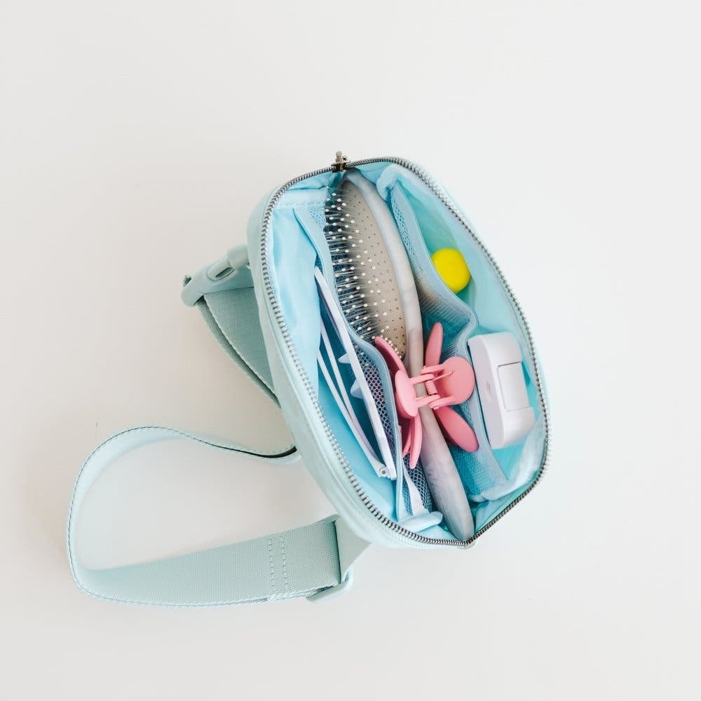 Sweet Wink Sky Floral Bow Patch Belt Bag, Alternate, color, Icing Blue