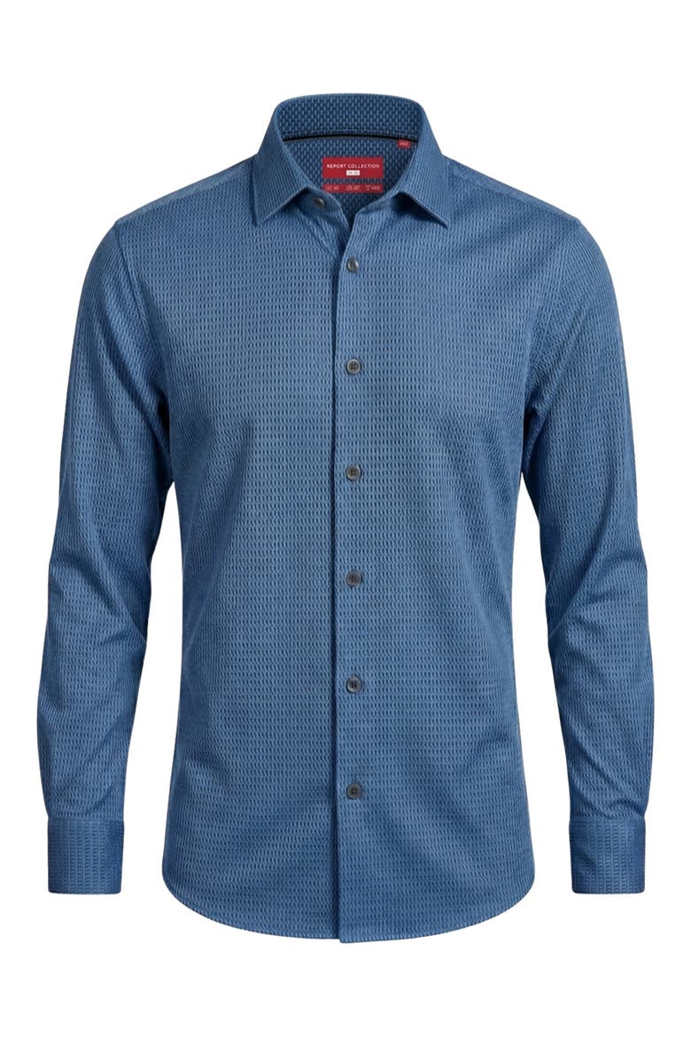 Regular Fit Motif Print 4-Way-Stretch Button-Up Shirt, Alternate, color, NAVY