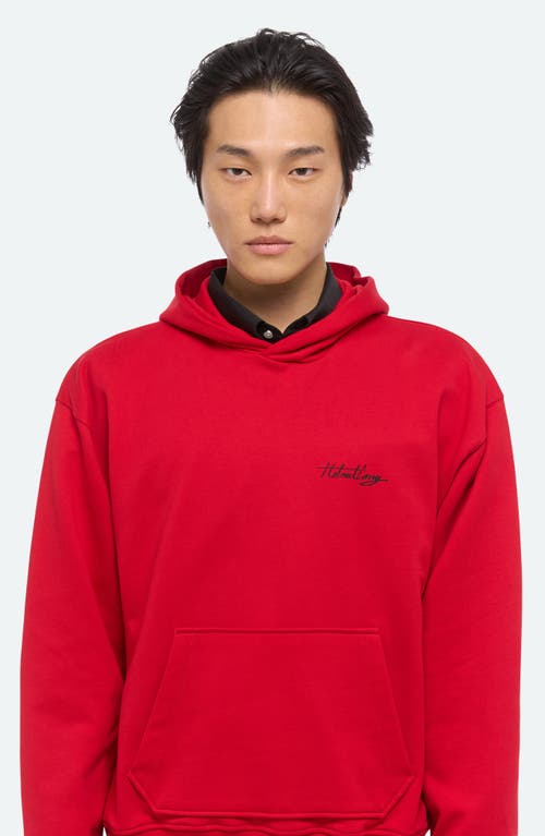 Helmut Lang Sketch Compact Cotton Graphic Hoodie In Red