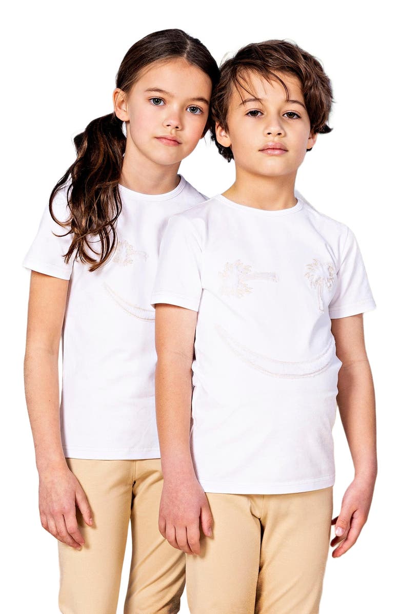 NoggiWear Furry Palm Tree Loungewear Set, Alternate, color, White / Beige