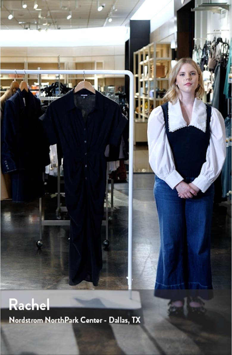 Tori Belted Ruched Slub Midi Shirtdress, sales video thumbnail