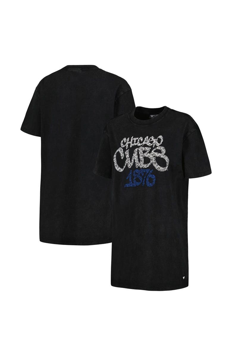 THE WILD COLLECTIVE Women's The Wild Collective Black Chicago Cubs T-Shirt Dress, Main, color, Black