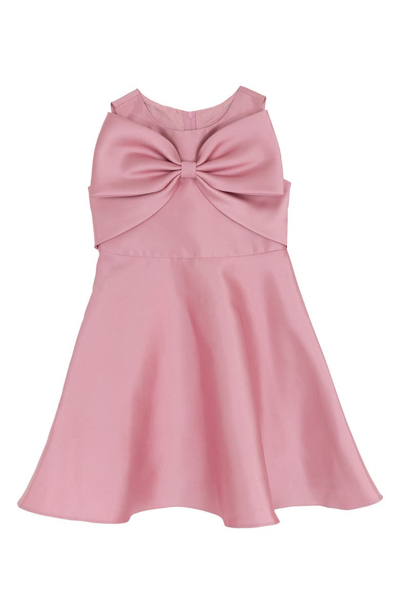 Rare Editions Kids' Mikado Bow Skater Dress, Main, color, Blush