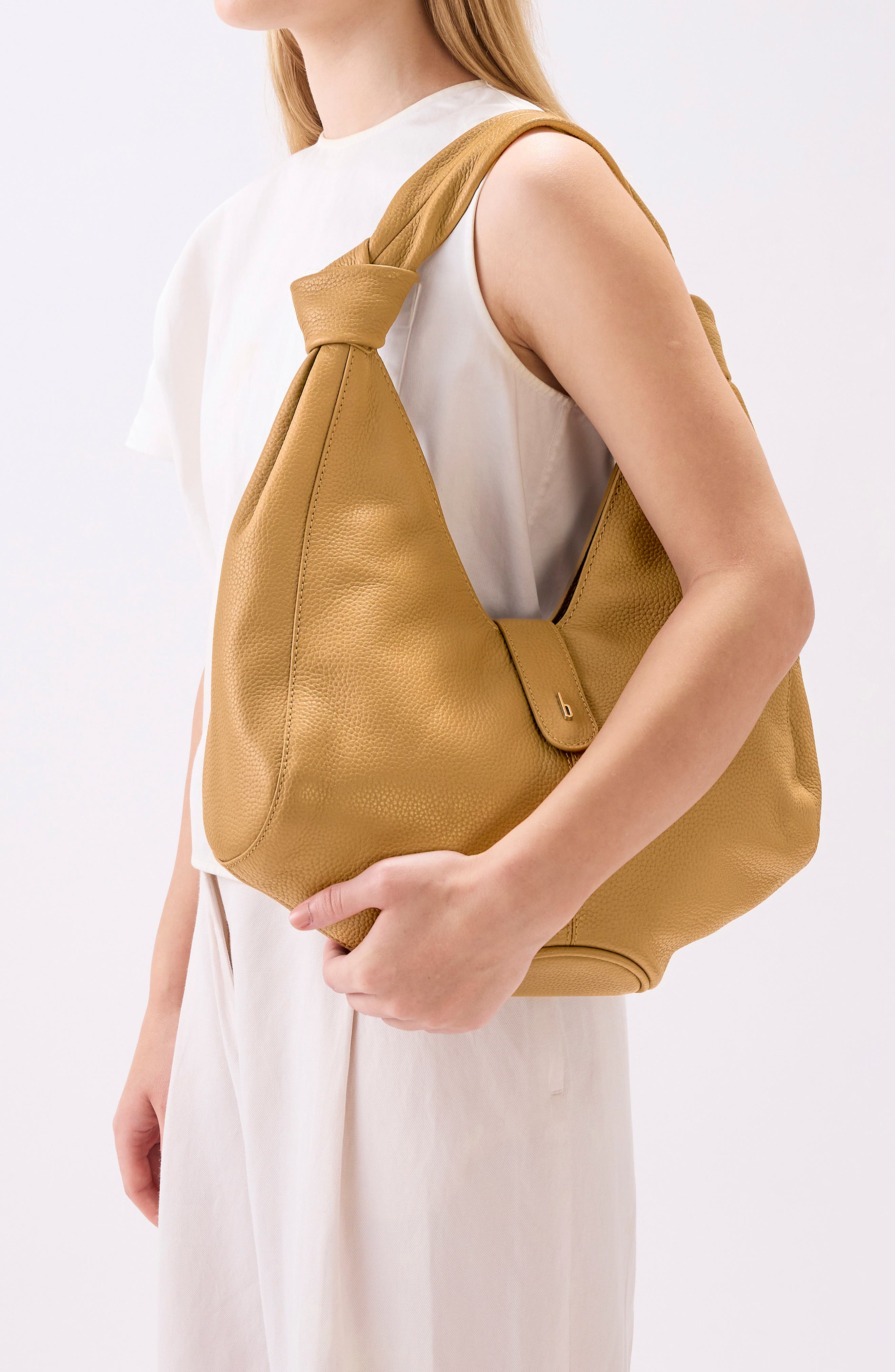 Nelli Pebble Leather Hobo Bag, Alternate, color, BISQUE