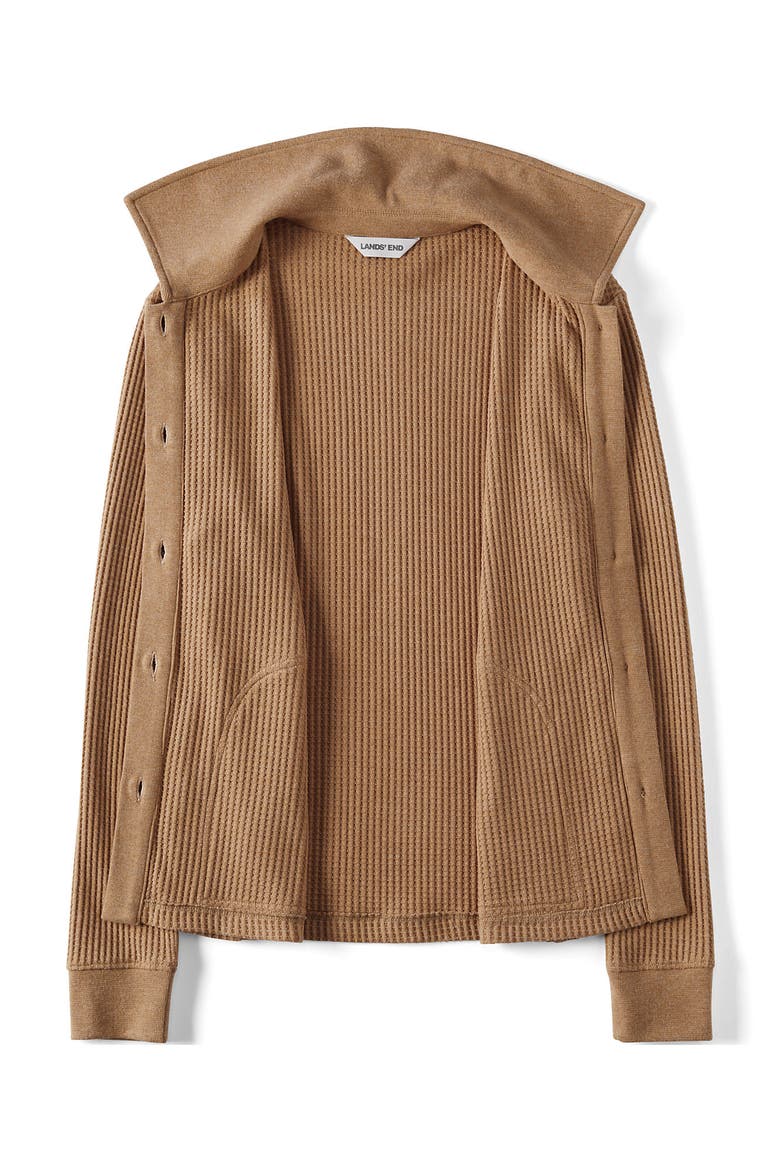 Waffle Relaxed Long Sleeve Shirt Jacket, Alternate, color, Light Toffee Heather