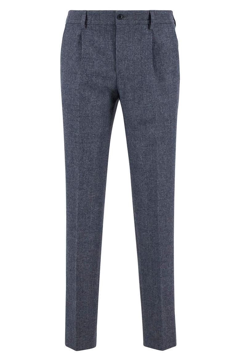 Kensington Pleated Glen Check Wool Blend Flannel Suit Pants, Alternate, color, NAVY