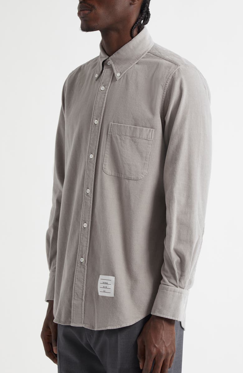 Thom Browne Straight Fit Cotton Corduroy Button-Down Shirt, Alternate, color,
