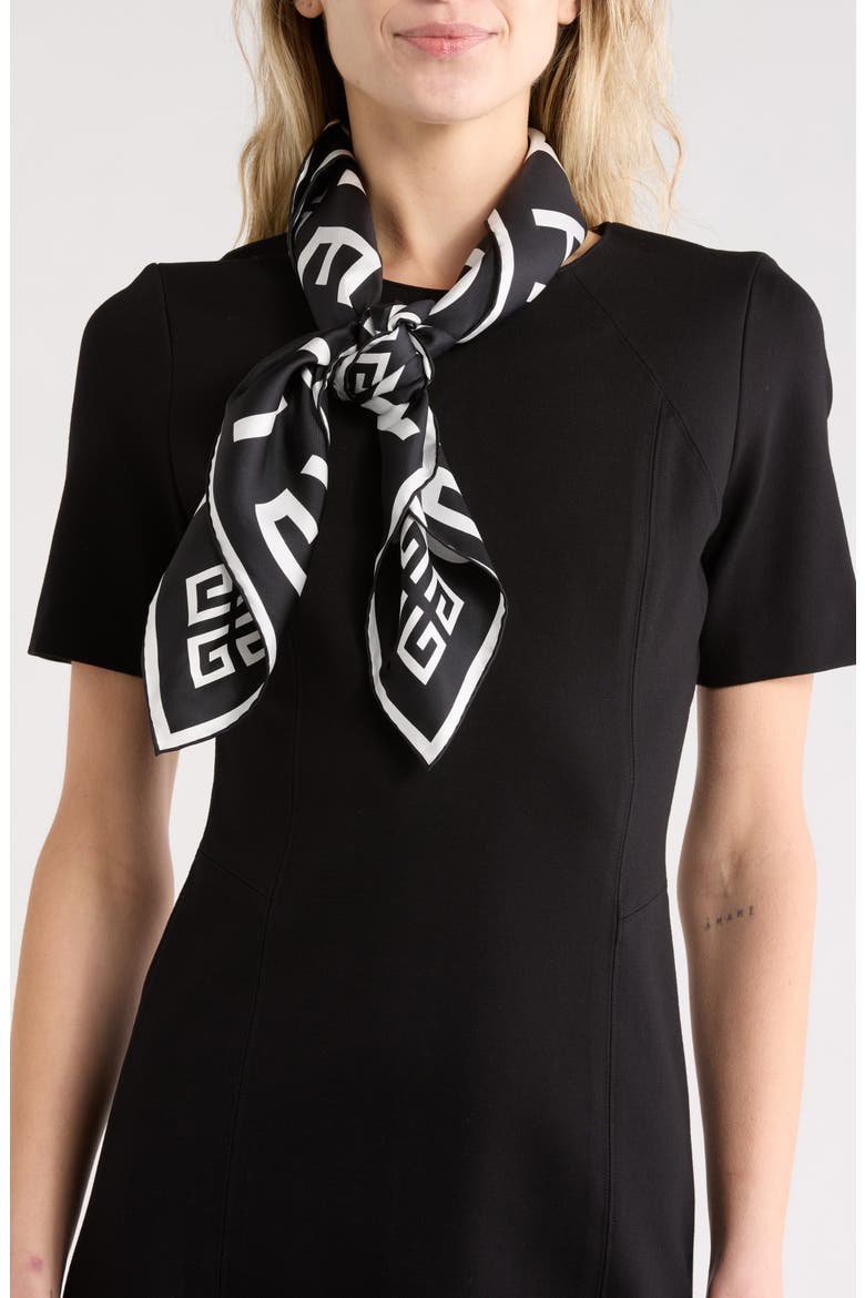 4G Logo Silk Square Scarf, Main, color, BLACK WHITE