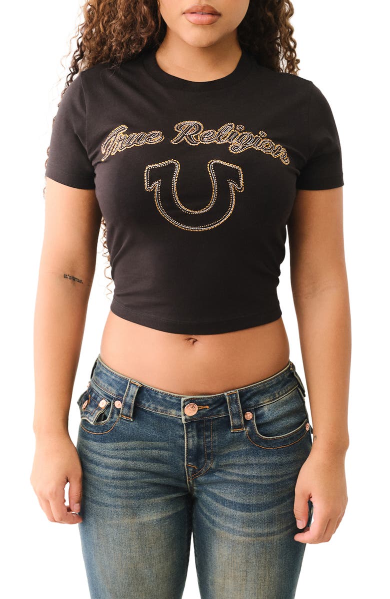 True Religion Embellished Cotton Graphic Baby Tee, Main, color, 