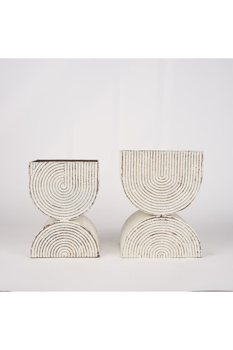 Medina Set of 2 Tall Metal Planters, Alternate, color, White