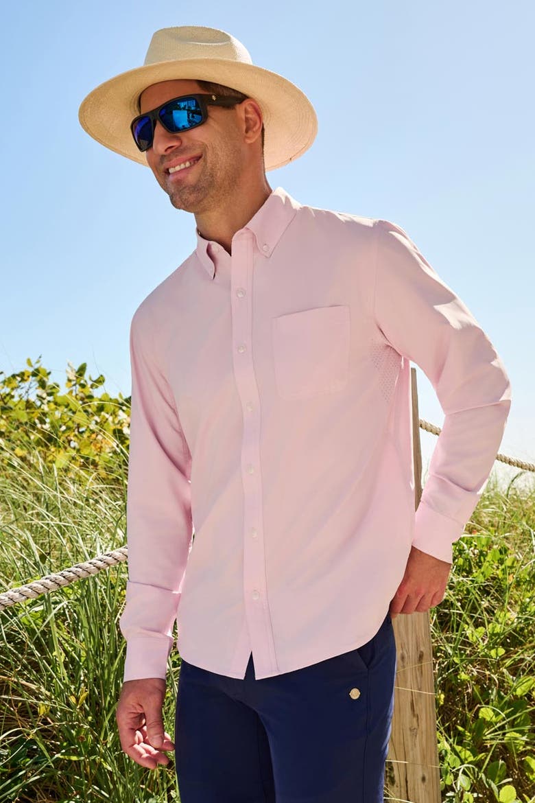 Men's Aricia Long Sleeve Shirt, UPF 50+ Sun Protection, Alternate, color, Powder Pink