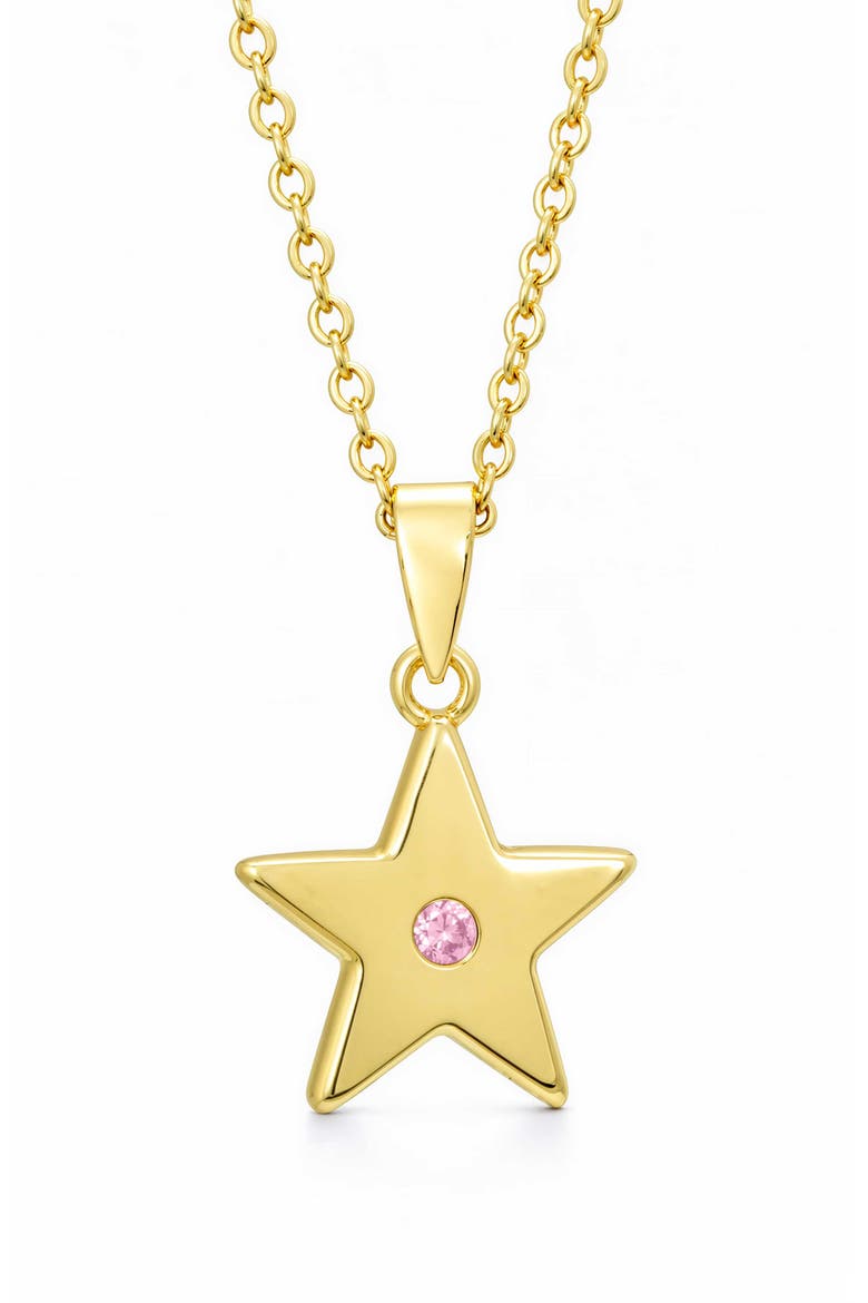Kids' Pink Cubic Zirconia Star Pendant Necklace, Main, color, GOLD