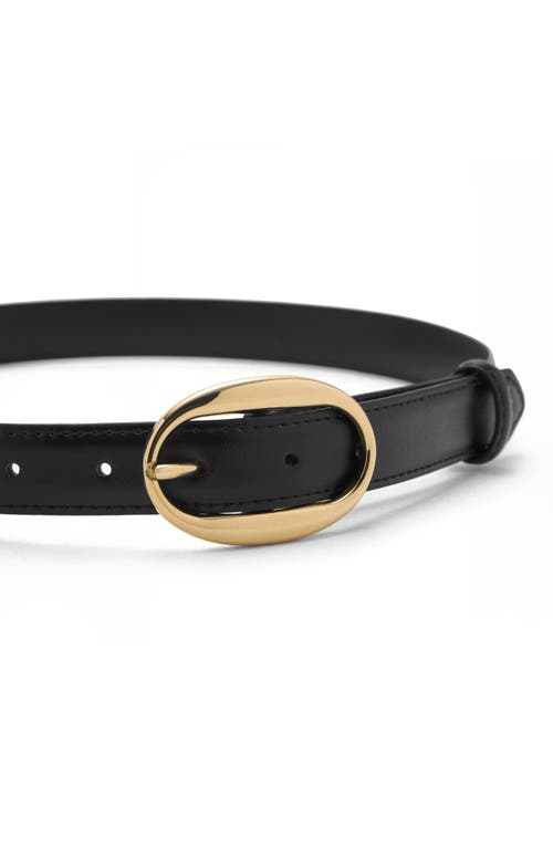 Mango Oval Bucket Faux Leather Belt In Black