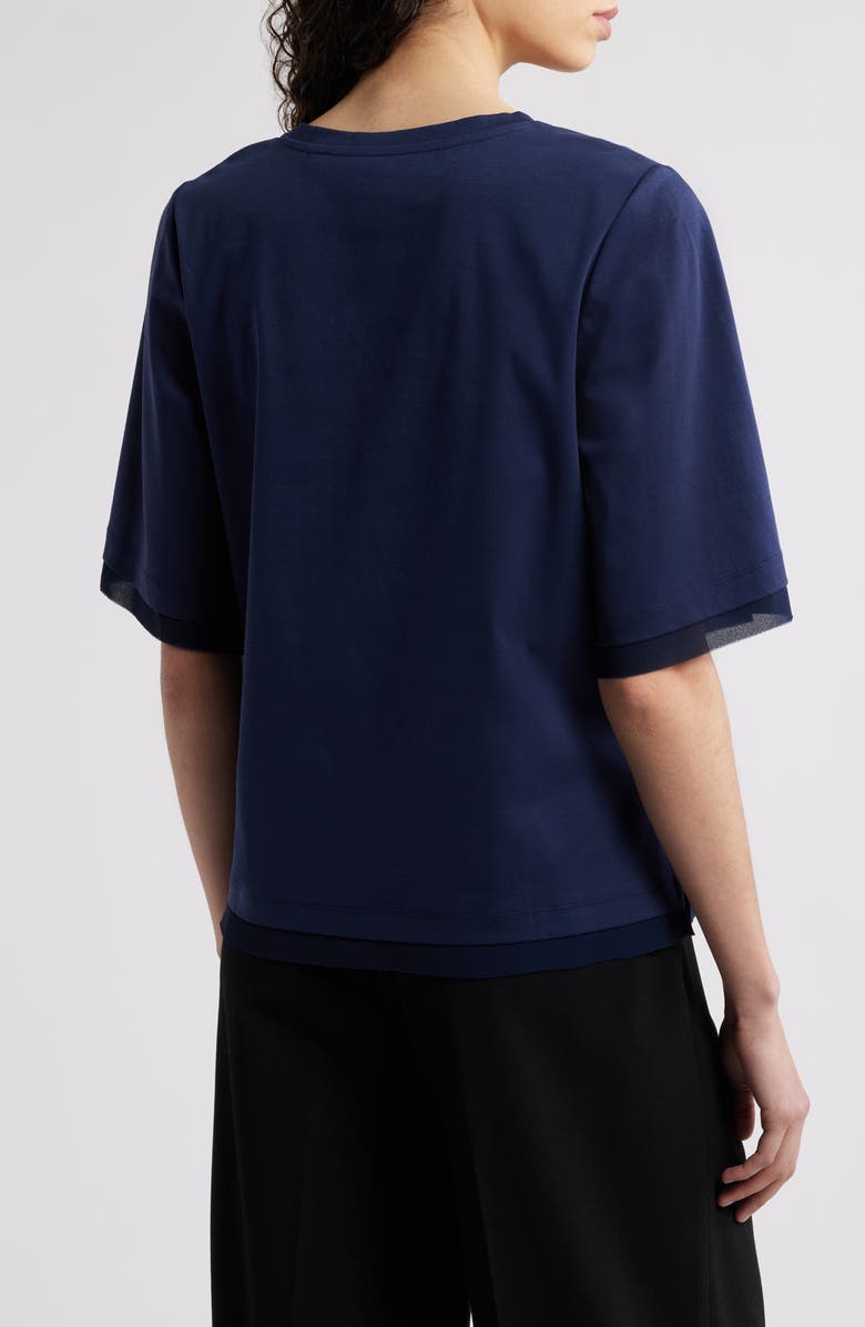 KOBI HALPERIN Chiffon Trim Cotton T-Shirt, Alternate, color, 