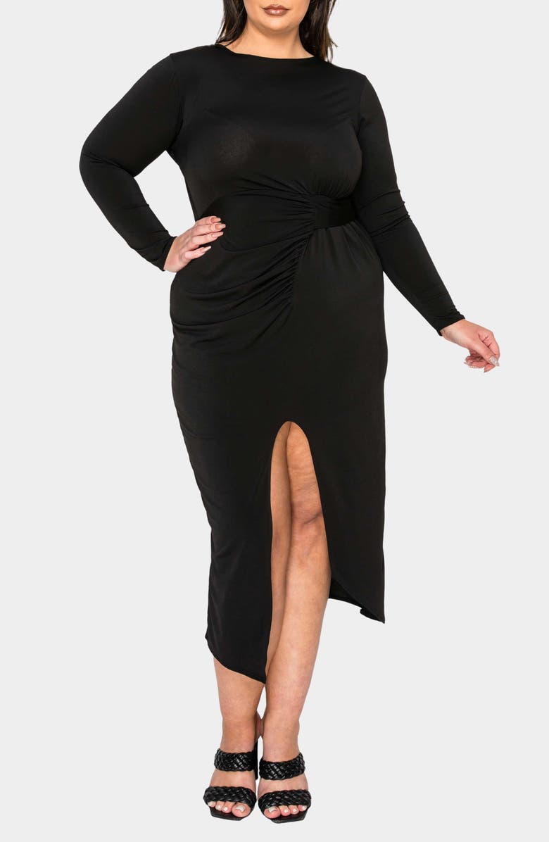 L I V D Estelle Ruched Body-Con Midi Dress, Alternate, color, Black