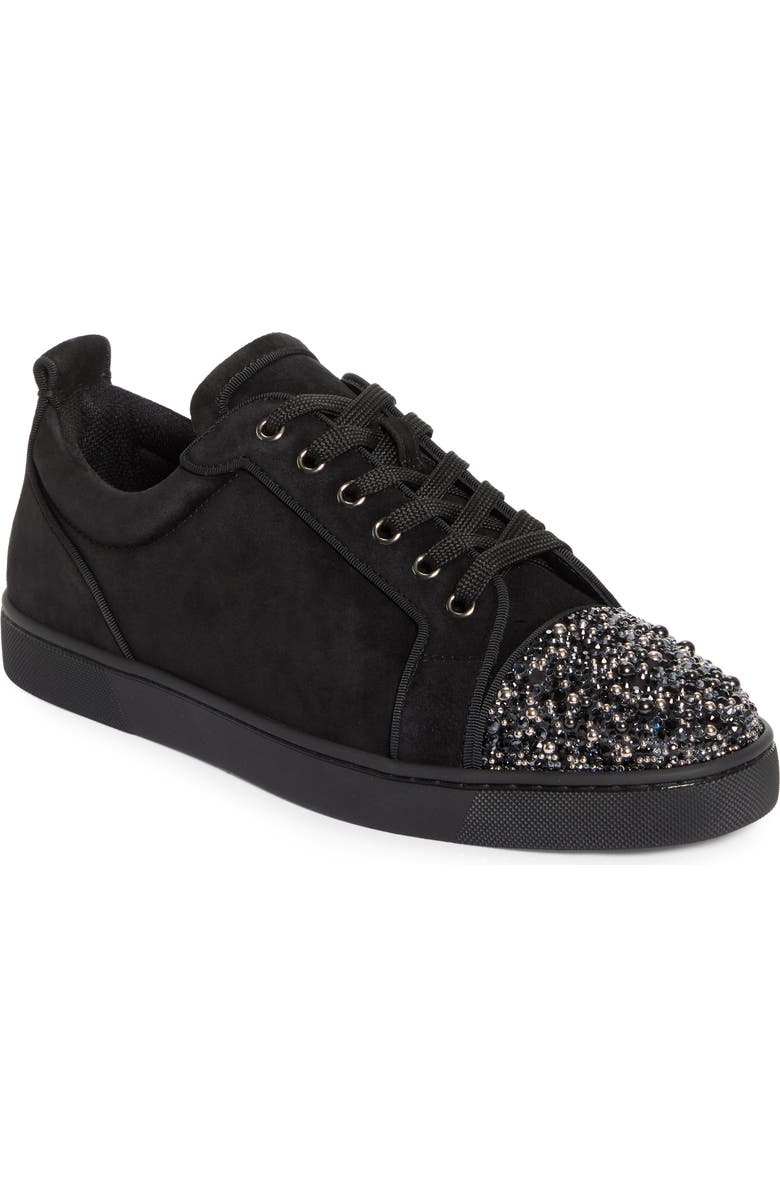 Christian Louboutin Louis Junior Embellished Cap Toe Sneaker, Main, color, Black