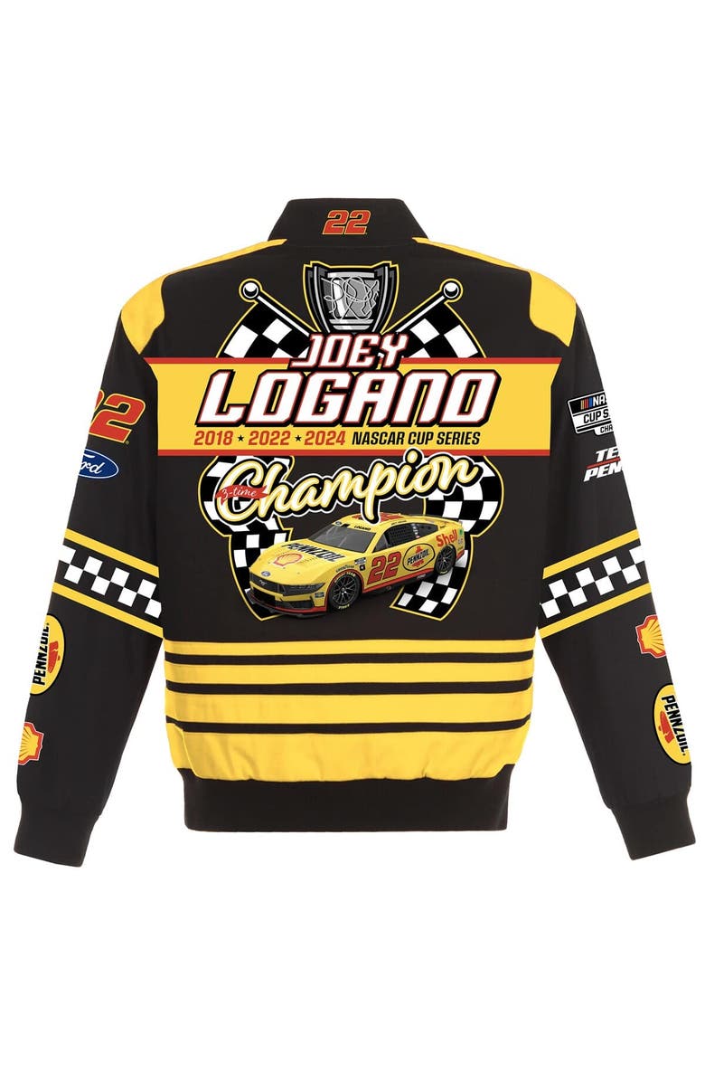 JH DESIGN Men's JH Design Black Joey Logano 2024 NASCAR Cup Series Champion Twill Full-Button Jacket, Alternate, color, 