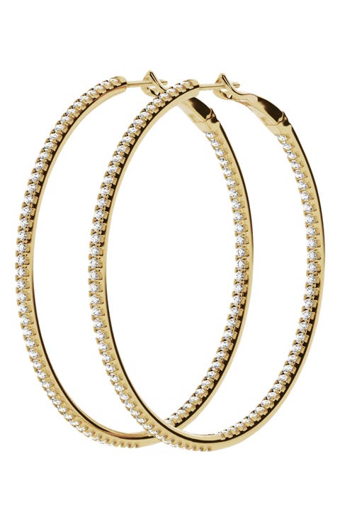 18K Gold Lab Created Diamond Hoop Earrings (Nordstrom Exclusive)