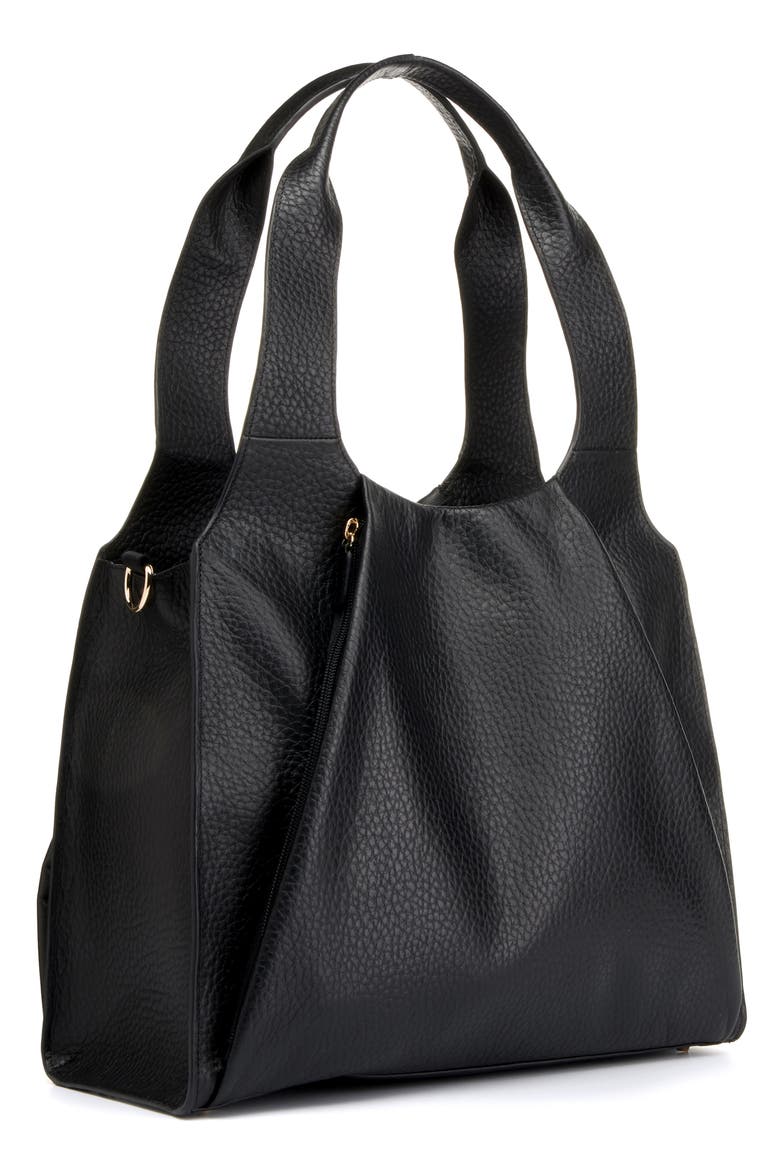 Kaia Leather Convertible Diaper Bag, Alternate, color, BLACK