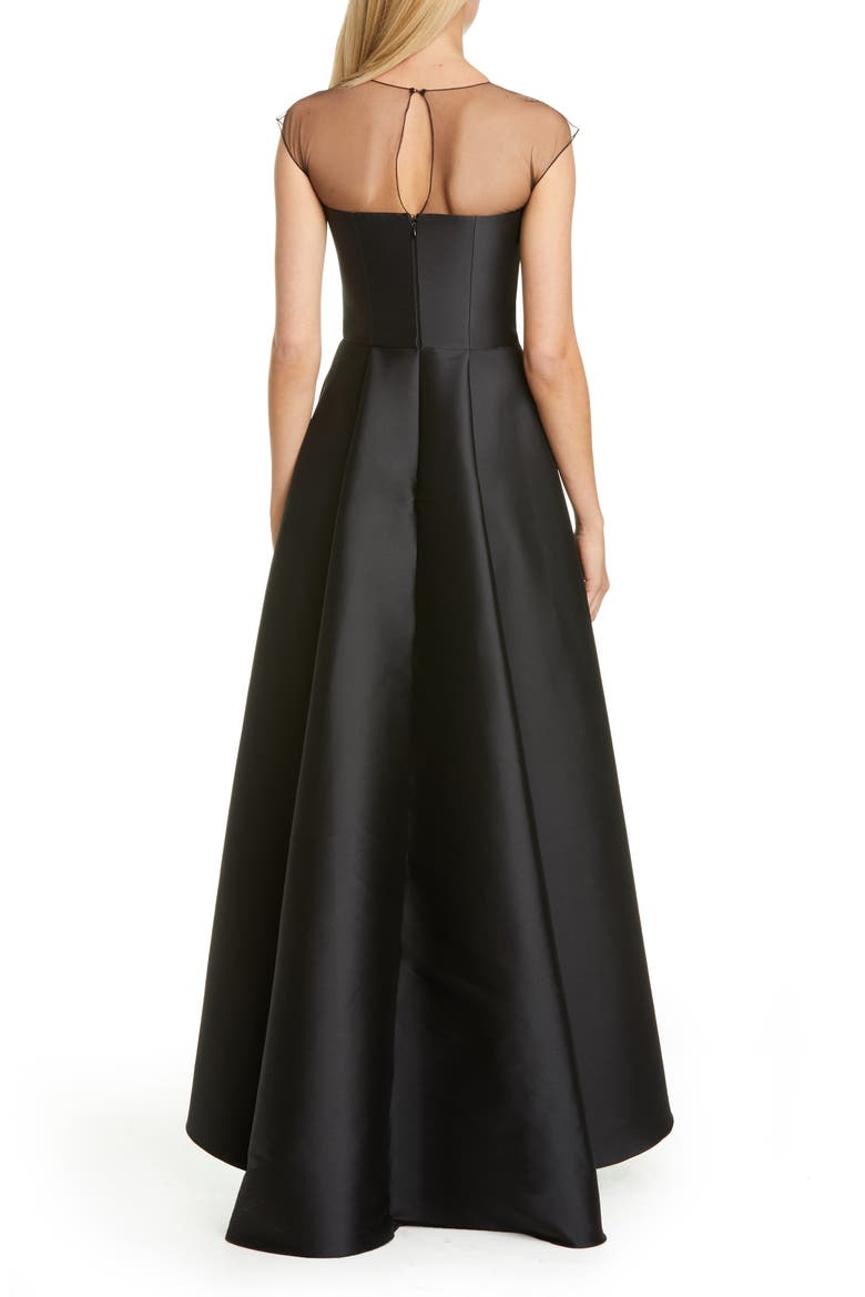 Roux Floral Appliqué High/Low Gown, Alternate, color, JET