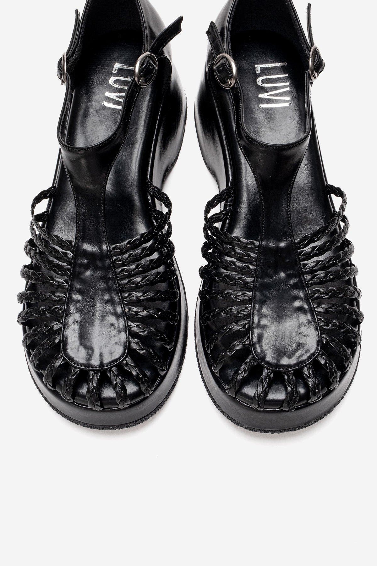 Prologue Shoes Barry Woven Wedge Sandal, Alternate, color, Black