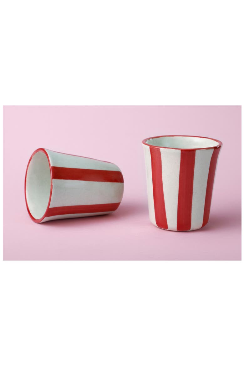 Stripe Ceramic Drinking Glass, Alternate, color, RED