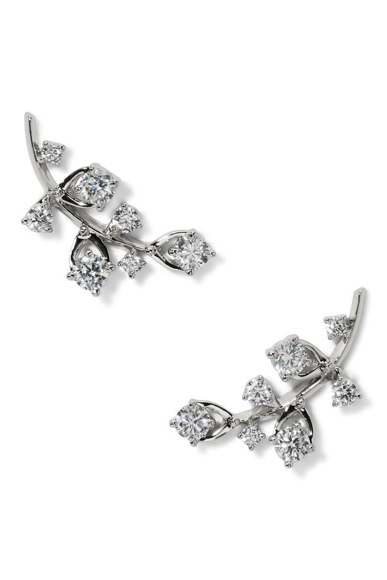 Adorn Cubic Zirconia Ear Climbers, Main, color, RHODIUM