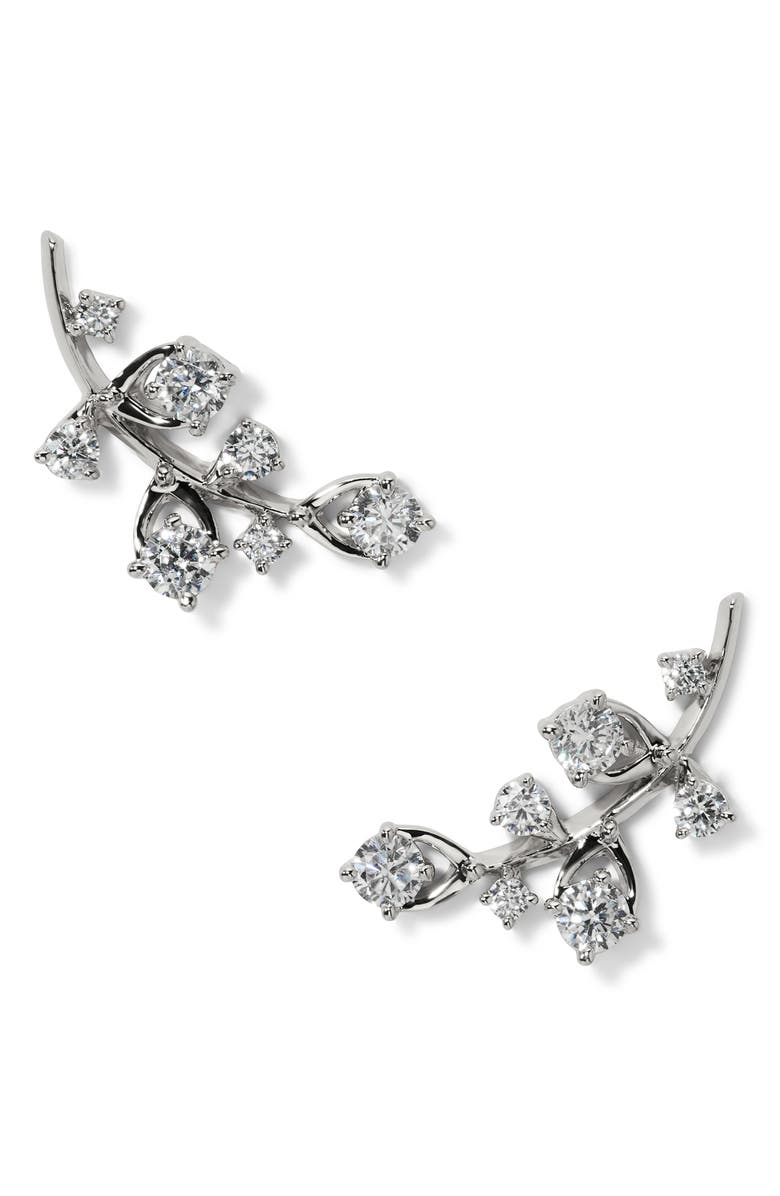 Nadri Adorn Cubic Zirconia Ear Climbers, Main, color, Rhodium