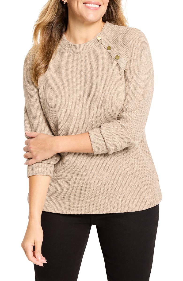 NIC+ZOE Thermal Knit Button Top, Main, color, Walnut