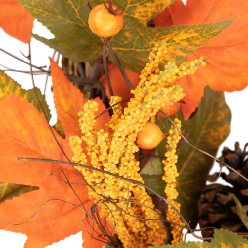 Northlight Leaves, Pinecones And Berries Artificial Fall Harvest Wreath, 24-inch, Unlit In Multi