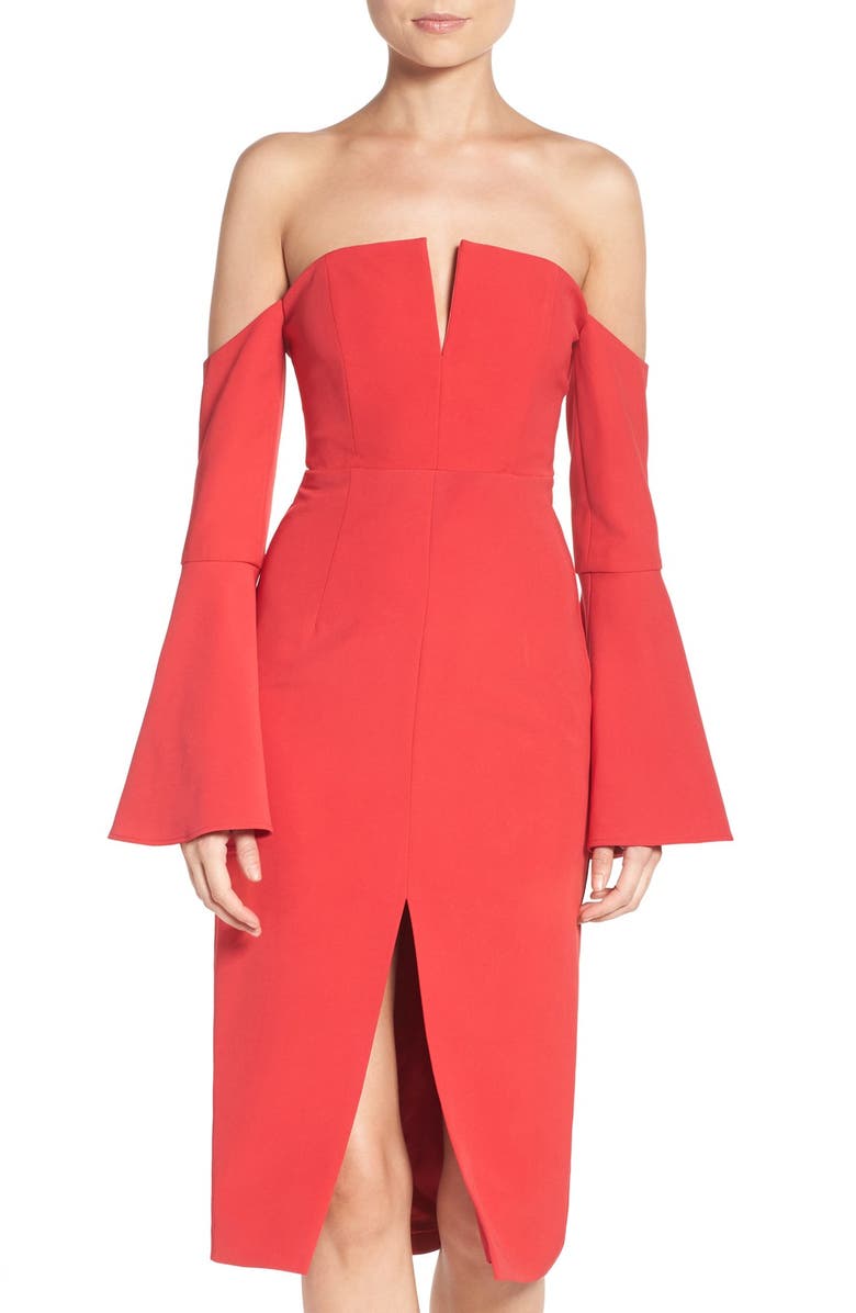 Bardot Jasmine Off the Shoulder Sheath Dress, Main, color,