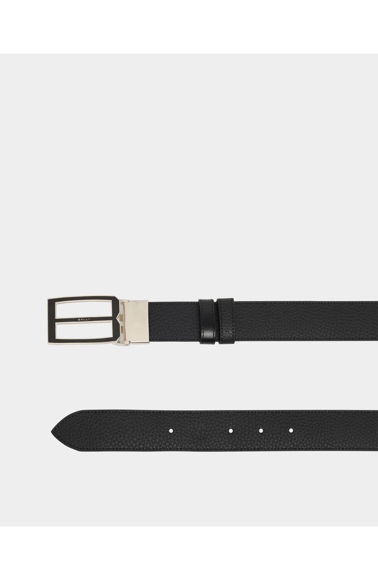 Bally Iconic Buckle Adjustable And Reversible Belt in Leather, Alternate, color, Black