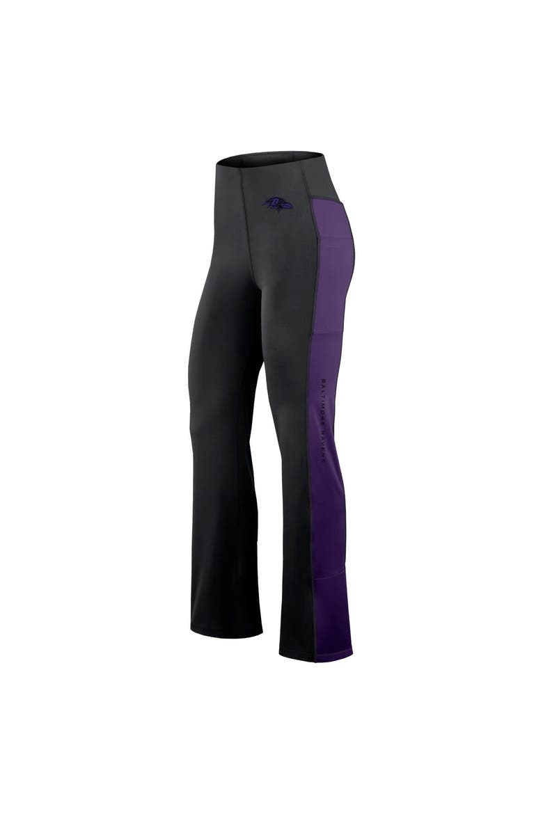 Women's Fanatics Signature Black Baltimore Ravens Studio Fitted Flared Leggings, Alternate, color, Black