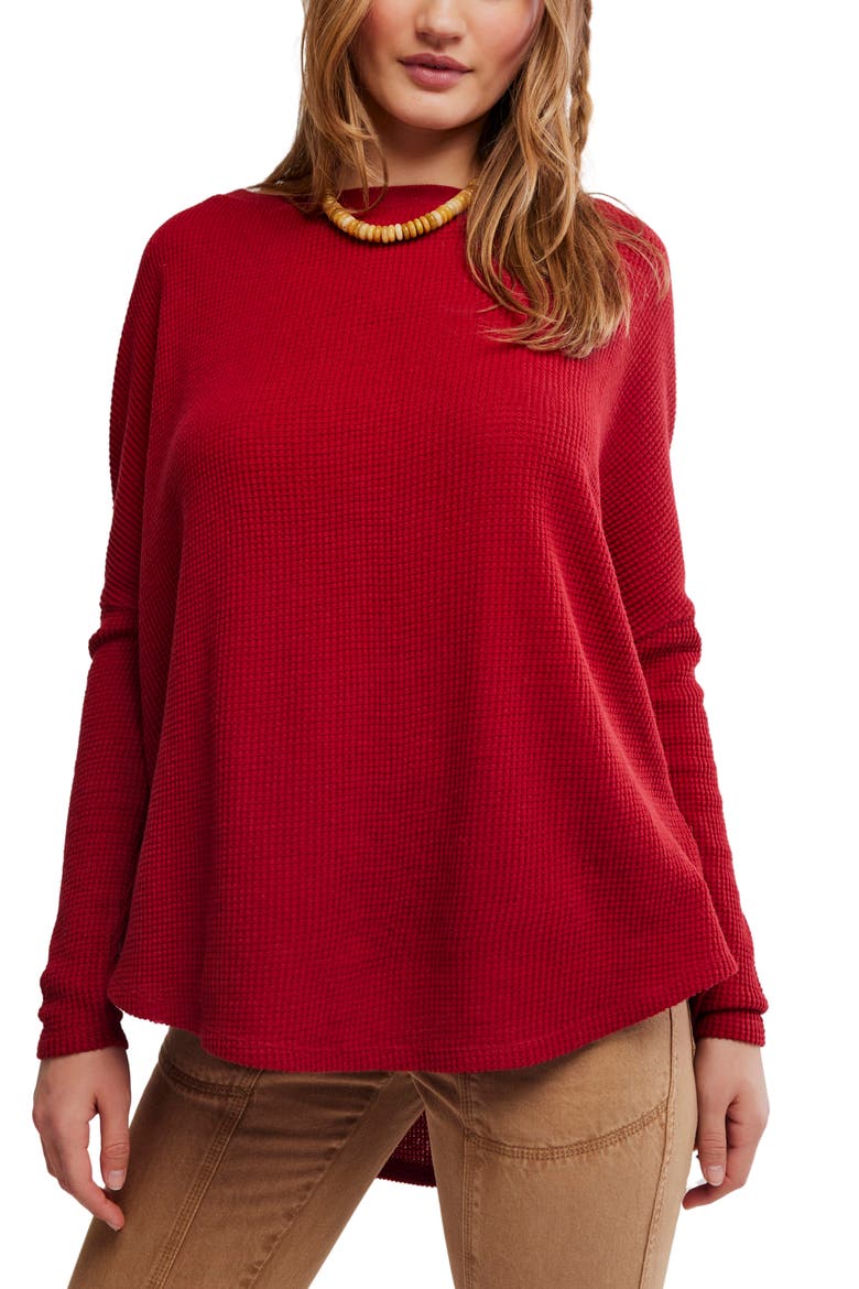 Latte Blue Oversize Thermal Top, Main, color, RICHEST RED