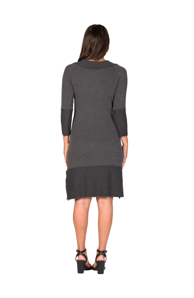 24seven Comfort Apparel Ribbed Knit Long Sleeve Split Hem Sweater Dress, Alternate, color, Black