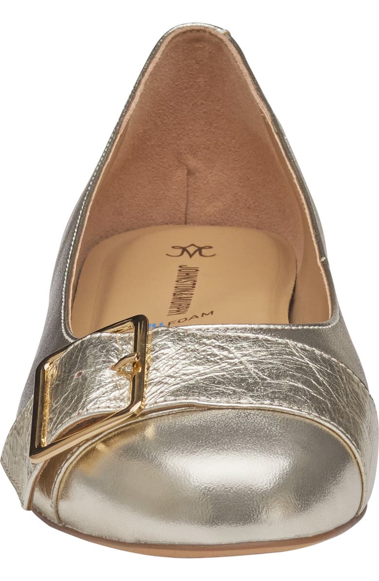 Johnston & Murphy Claire Belted Flat, Alternate, color, Gold/Crinkled Sheepskin