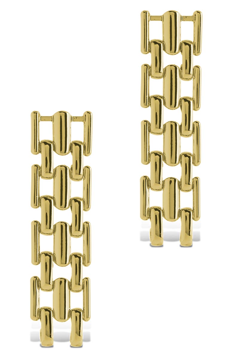 Sterling Forever Emily Woven Chain Linear Drop Earrings, Alternate, color, Gold