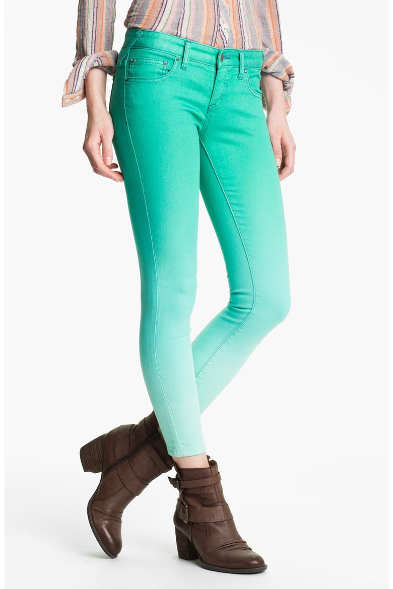 Ombré Skinny Jeans, Main, color, SEA GREEN