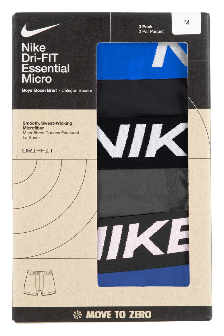 Kids' Essential Dri-FIT Micro Assorted 3-Pack Boxer Briefs, Alternate, color, GAME ROYAL