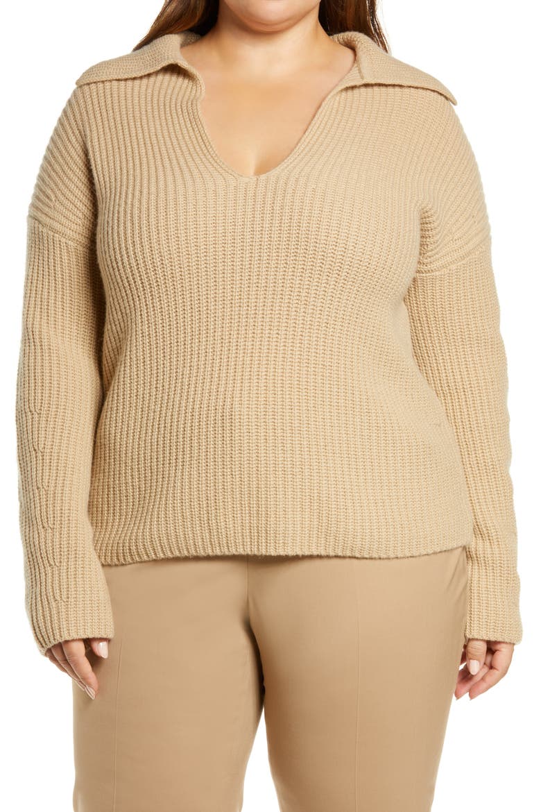 Collared Wool & Cashmere Sweater, Main, color, FAUNA