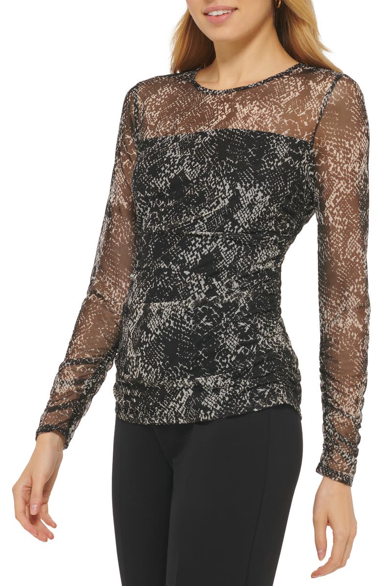 DKNY Patterned Mesh Top, Alternate, color, 
