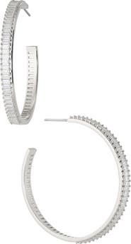 Nadri Large Disco Baguette Cubic Zirconia Hoop Earrings