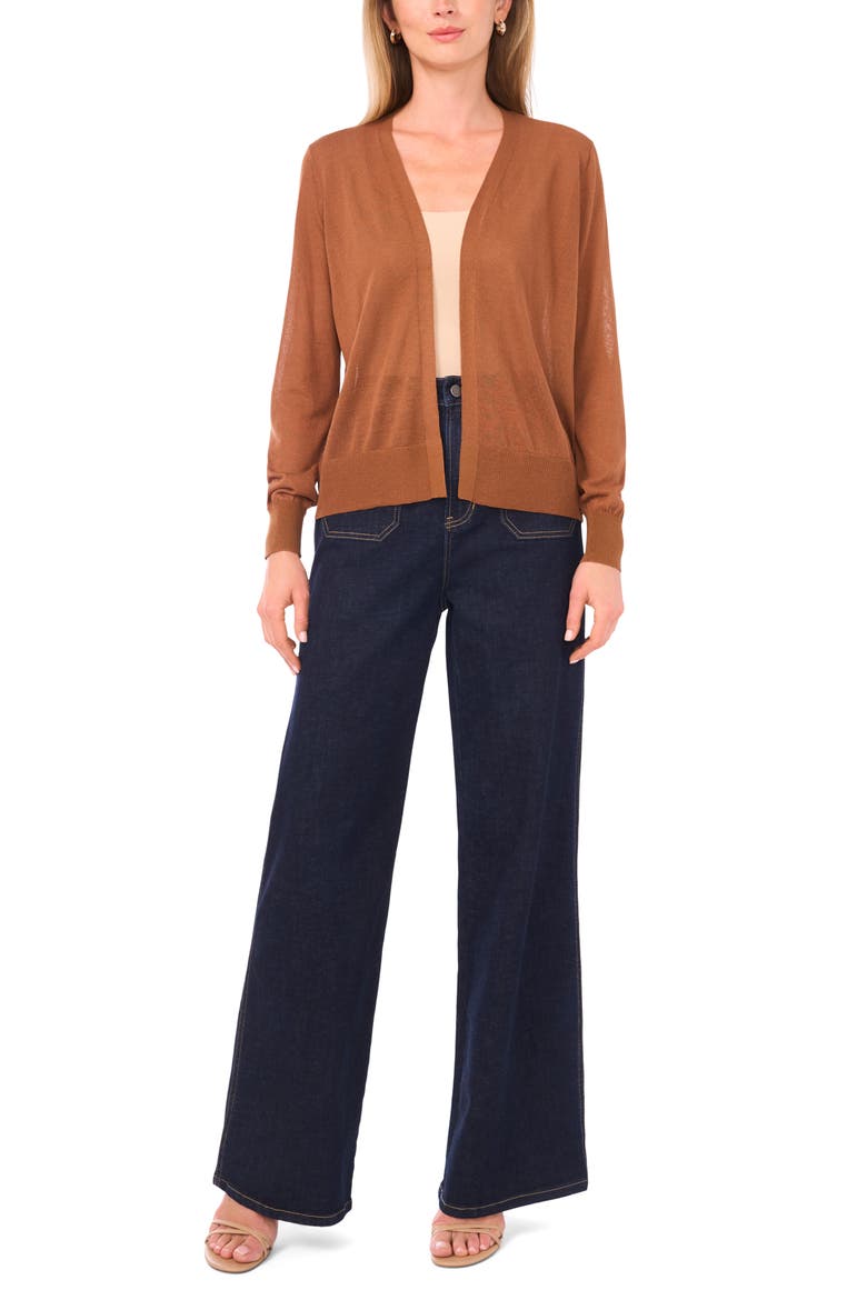 Tissue Knit Cardigan, Alternate, color, BROWN EARTH