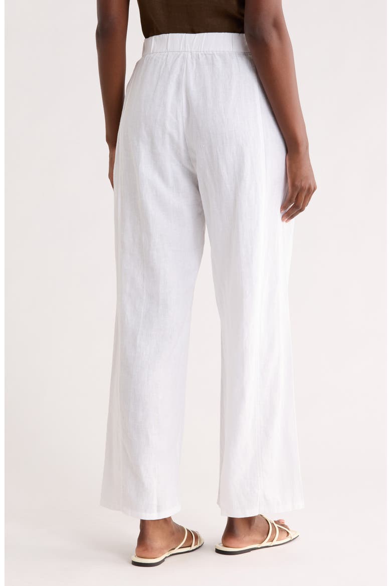 Wide Leg Organic Linen Ankle Pants, Alternate, color, WHITE