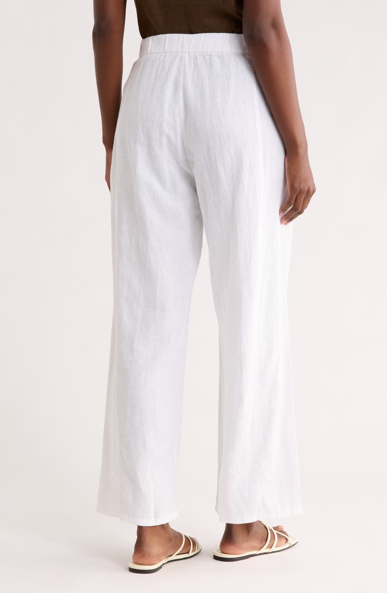 Eileen Fisher Wide Leg Organic Linen Ankle Pants, Alternate, color, White