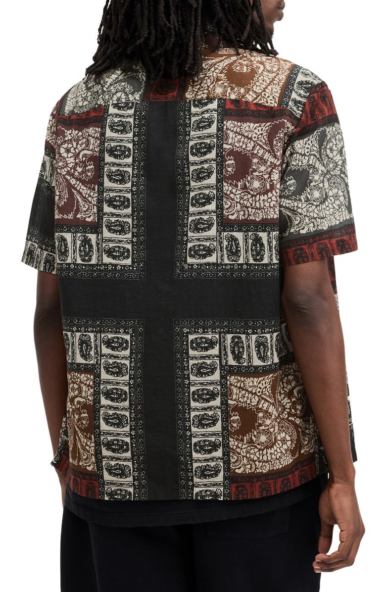 AllSaints Marquee Camp Shirt, Alternate, color, Jet Black/ Ecru